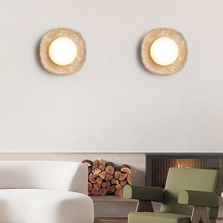 Japanese Travertine Rotational Molding LED Wall Sconce Lamp