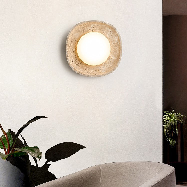 Japanese Travertine Rotational Molding LED Wall Sconce Lamp