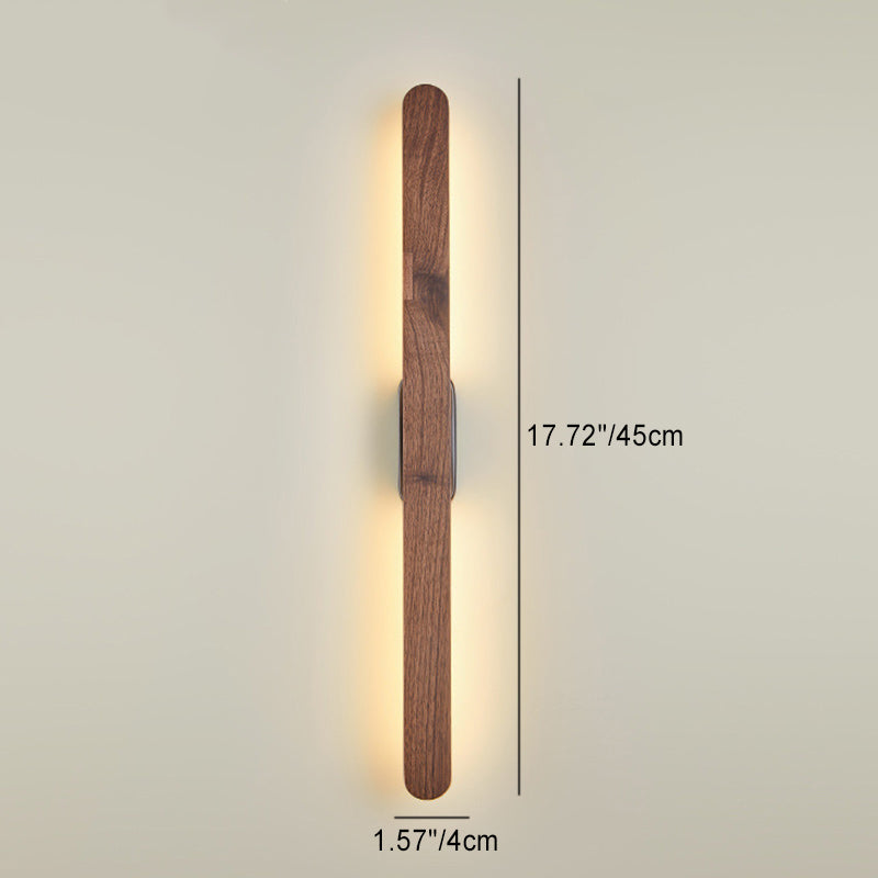 Retro Long Strip Black Walnut Copper LED Wall Sconce Lamp