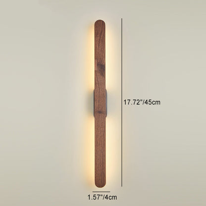 Retro Long Strip Black Walnut Copper LED Wall Sconce Lamp