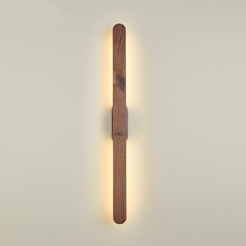Retro Long Strip Black Walnut Copper LED Wall Sconce Lamp