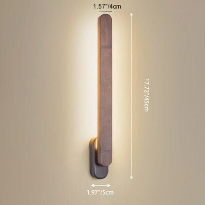 Retro Long Strip Black Walnut Copper LED Wall Sconce Lamp