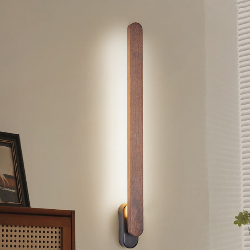 Retro Long Strip Black Walnut Copper LED Wall Sconce Lamp