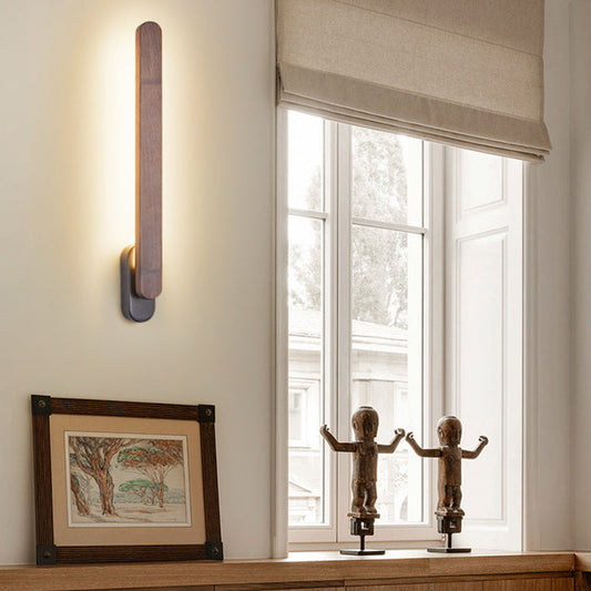 Retro Long Strip Black Walnut Copper LED Wall Sconce Lamp