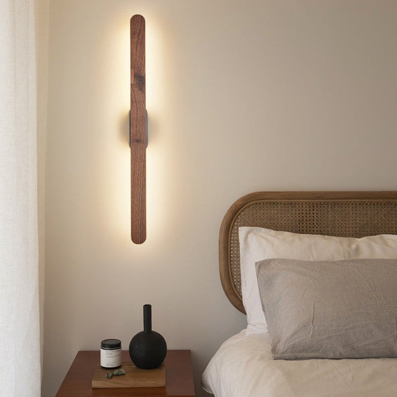 Retro Long Strip Black Walnut Copper LED Wall Sconce Lamp