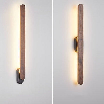 Retro Long Strip Black Walnut Copper LED Wall Sconce Lamp