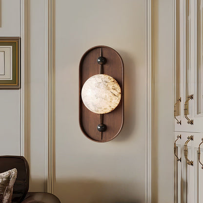 Round Imitation Marble Lampshade Iron LED Wall Sconce Lamp