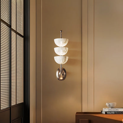 Round Imitation Marble Lampshade Iron LED Wall Sconce Lamp