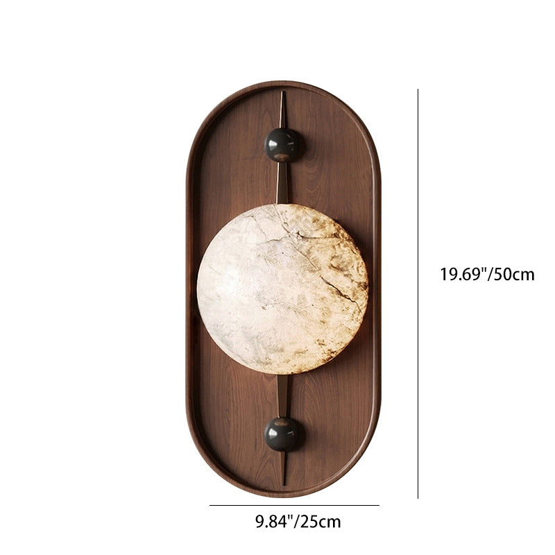 Round Imitation Marble Lampshade Iron LED Wall Sconce Lamp
