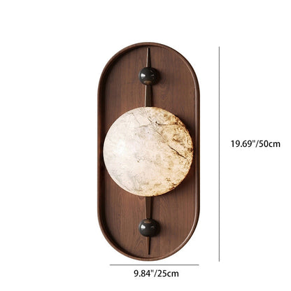 Round Imitation Marble Lampshade Iron LED Wall Sconce Lamp