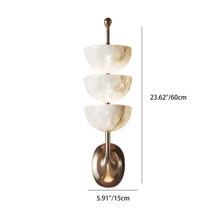 Round Imitation Marble Lampshade Iron LED Wall Sconce Lamp