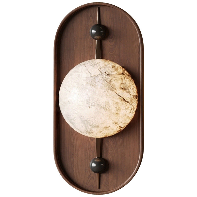 Round Imitation Marble Lampshade Iron LED Wall Sconce Lamp