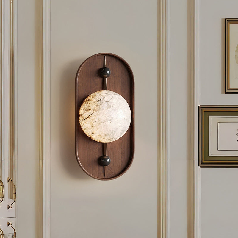 Round Imitation Marble Lampshade Iron LED Wall Sconce Lamp