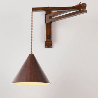 Simplicity Wood Lampshade Iron 1 - Light Wall Sconce Lamp