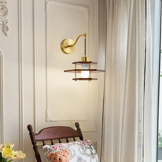 French Hexagon Ash Hardware 1 - Light Wall Sconce Lamp