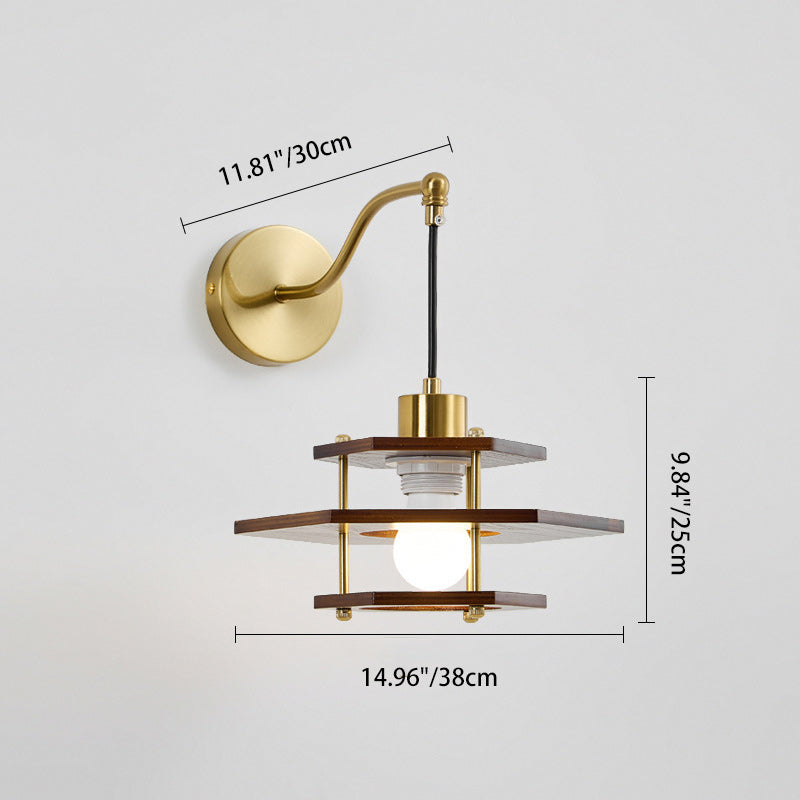 French Hexagon Ash Hardware 1 - Light Wall Sconce Lamp
