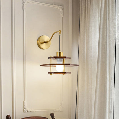 French Hexagon Ash Hardware 1 - Light Wall Sconce Lamp