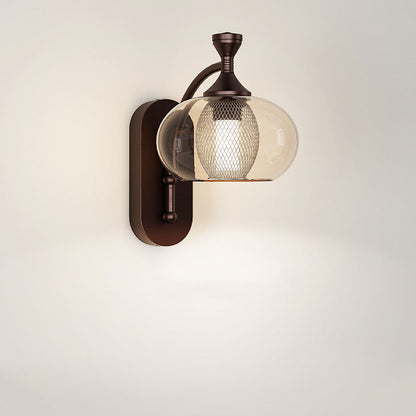 Glass Lampshade Aluminum Hardware LED Wall Sconce Lamp