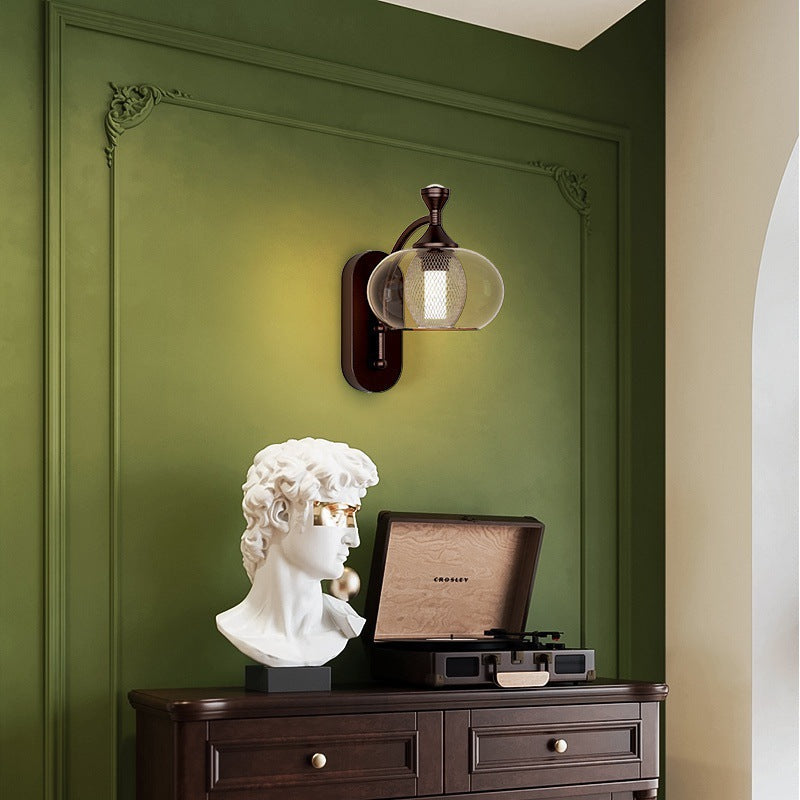 Glass Lampshade Aluminum Hardware LED Wall Sconce Lamp