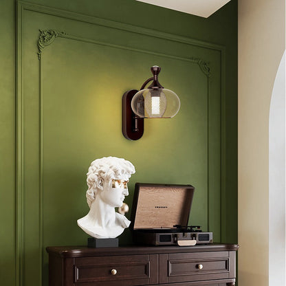 Glass Lampshade Aluminum Hardware LED Wall Sconce Lamp
