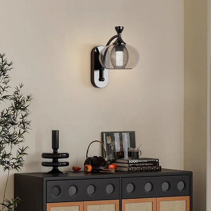 Glass Lampshade Aluminum Hardware LED Wall Sconce Lamp