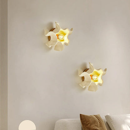 Cream Petal Iron Resin Lampshade 1 - Light Wall Sconce Lamp