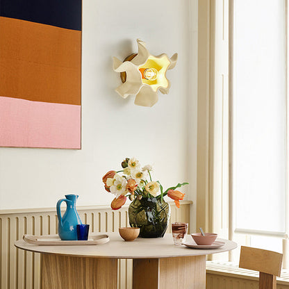 Cream Petal Iron Resin Lampshade 1 - Light Wall Sconce Lamp