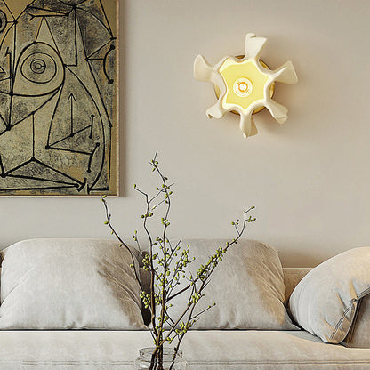 Cream Petal Iron Resin Lampshade 1 - Light Wall Sconce Lamp