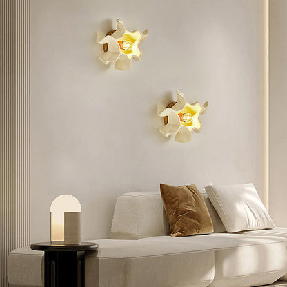 Cream Petal Iron Resin Lampshade 1 - Light Wall Sconce Lamp