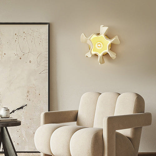 Cream Petal Iron Resin Lampshade 1 - Light Wall Sconce Lamp