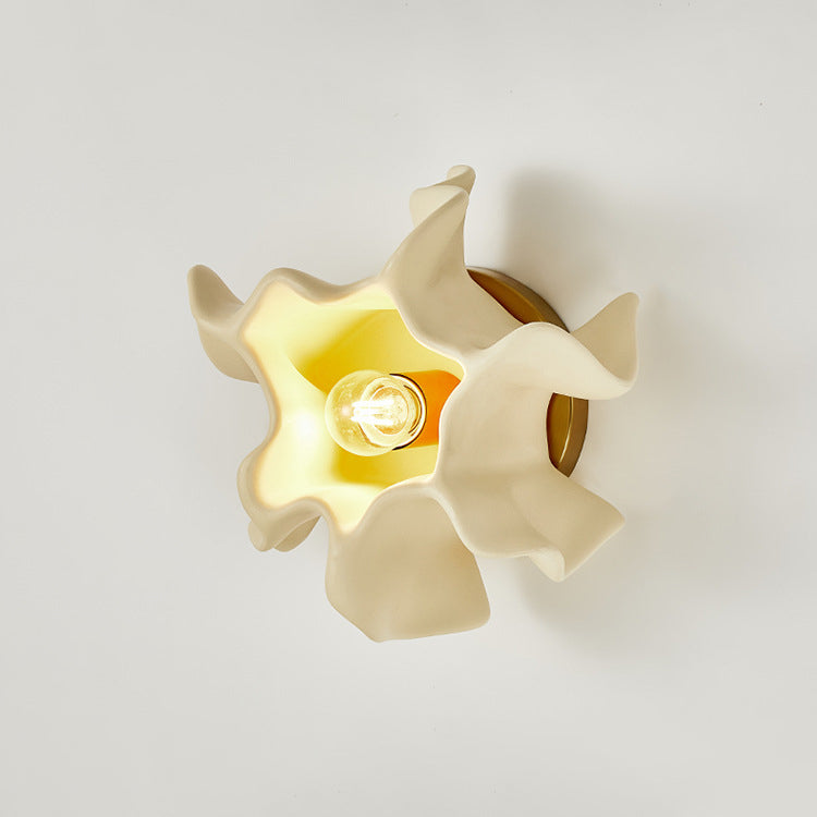 Cream Petal Iron Resin Lampshade 1 - Light Wall Sconce Lamp
