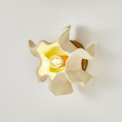 Cream Petal Iron Resin Lampshade 1 - Light Wall Sconce Lamp
