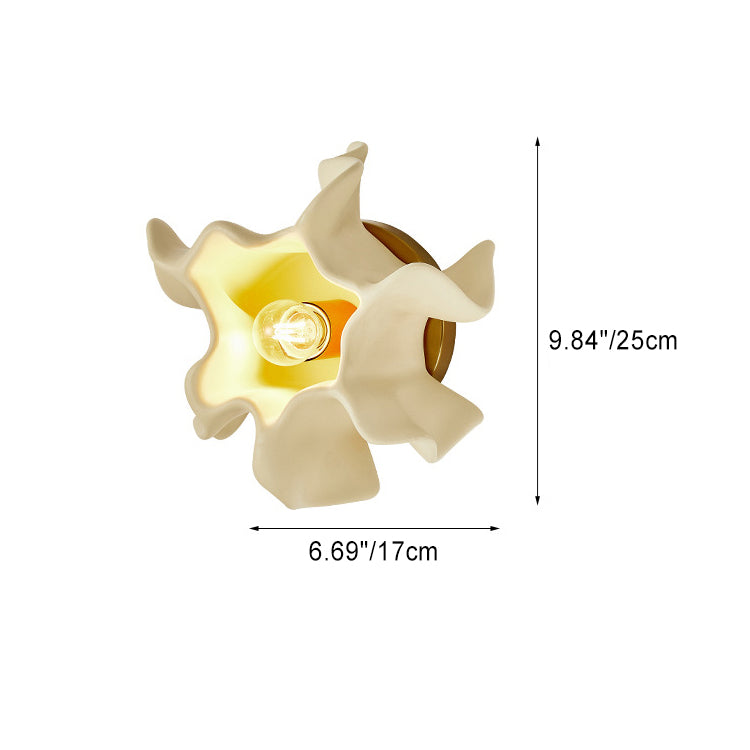 Cream Petal Iron Resin Lampshade 1 - Light Wall Sconce Lamp