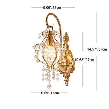 French Crystal Iron Lampshade 1 - Light Wall Sconce Lamp