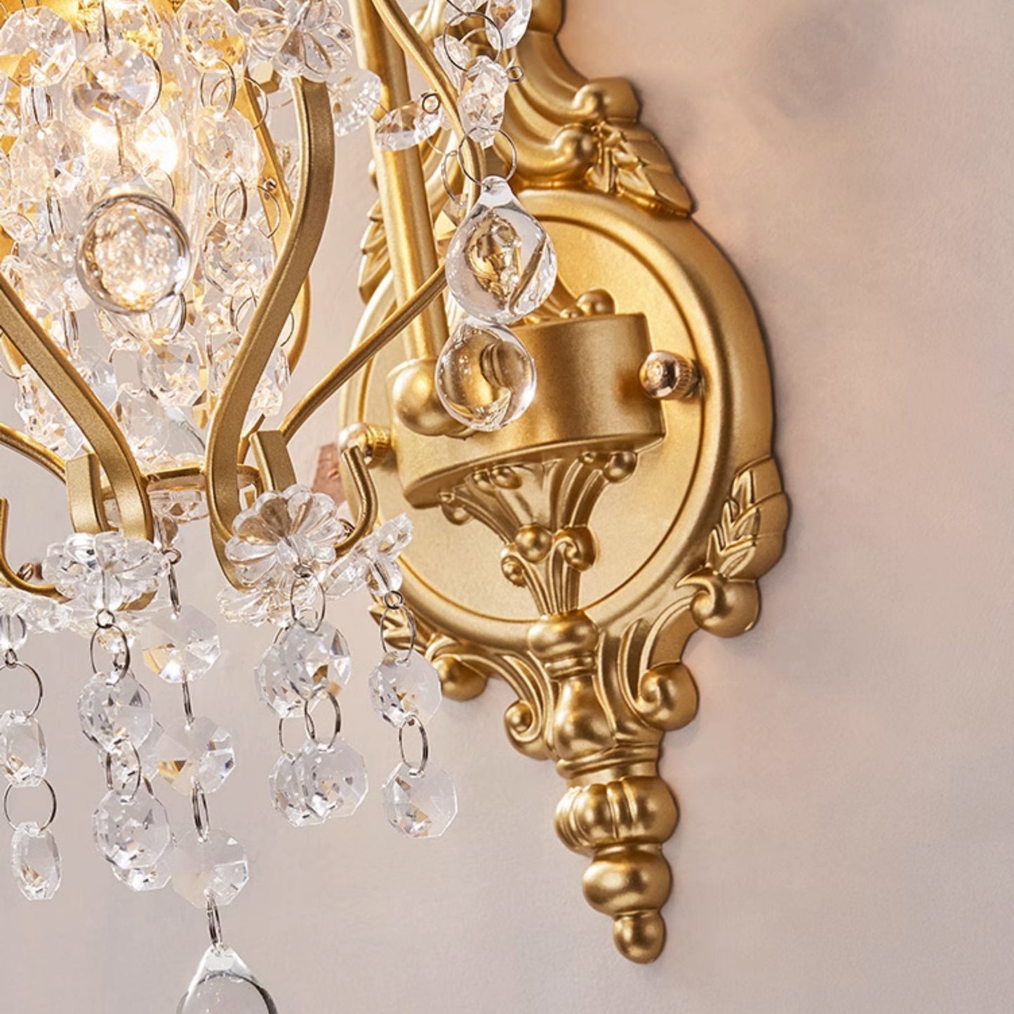 French Crystal Iron Lampshade 1 - Light Wall Sconce Lamp