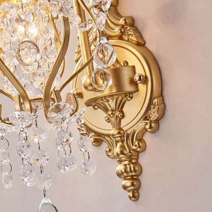 French Crystal Iron Lampshade 1 - Light Wall Sconce Lamp