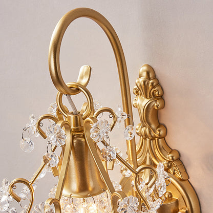 French Crystal Iron Lampshade 1 - Light Wall Sconce Lamp