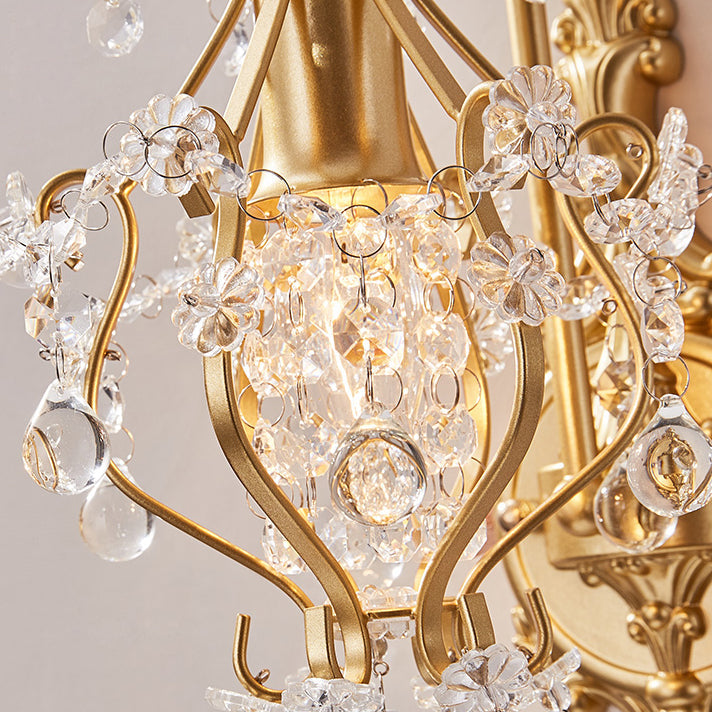 French Crystal Iron Lampshade 1 - Light Wall Sconce Lamp