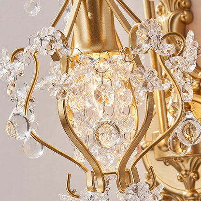 French Crystal Iron Lampshade 1 - Light Wall Sconce Lamp