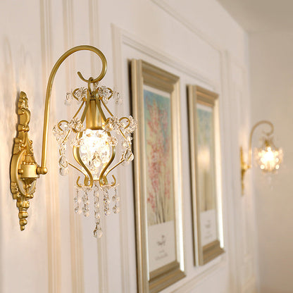 French Crystal Iron Lampshade 1 - Light Wall Sconce Lamp