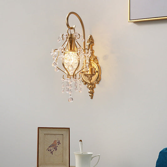 French Crystal Iron Lampshade 1 - Light Wall Sconce Lamp