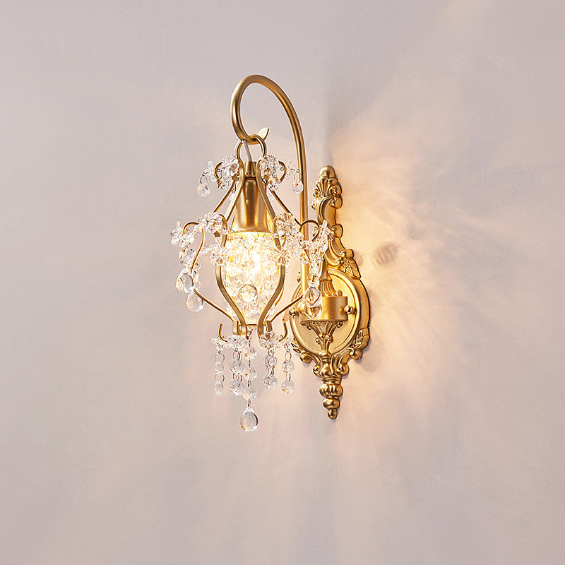 French Crystal Iron Lampshade 1 - Light Wall Sconce Lamp