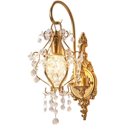 French Crystal Iron Lampshade 1 - Light Wall Sconce Lamp