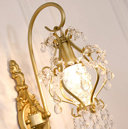 French Crystal Iron Lampshade 1 - Light Wall Sconce Lamp