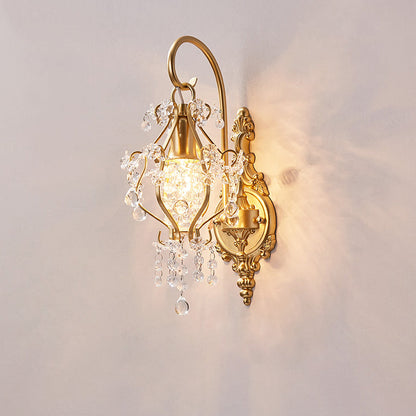 French Crystal Iron Lampshade 1 - Light Wall Sconce Lamp