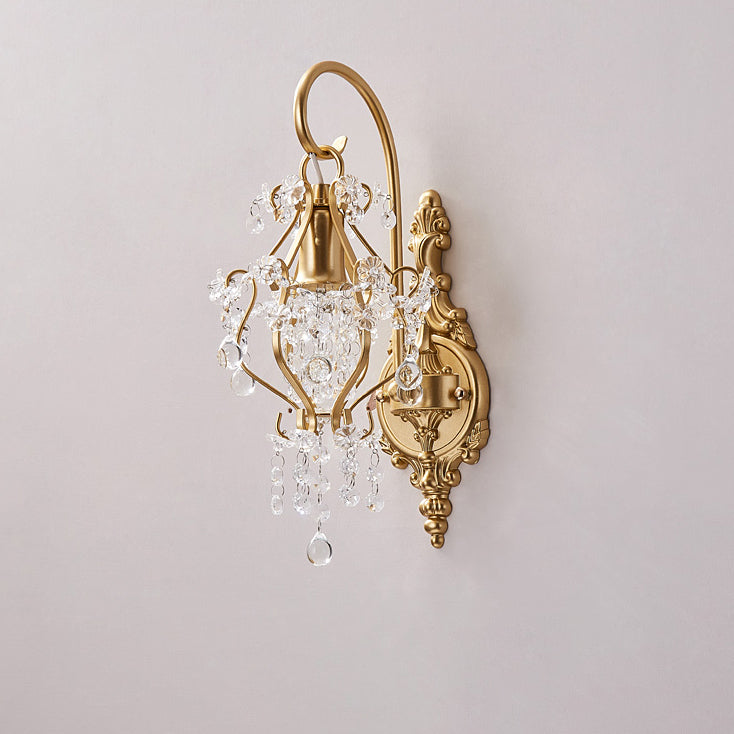 French Crystal Iron Lampshade 1 - Light Wall Sconce Lamp