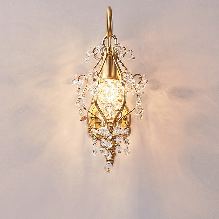 French Crystal Iron Lampshade 1 - Light Wall Sconce Lamp