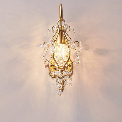 French Crystal Iron Lampshade 1 - Light Wall Sconce Lamp