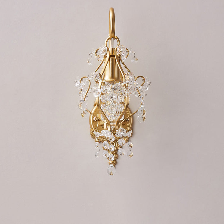 French Crystal Iron Lampshade 1 - Light Wall Sconce Lamp