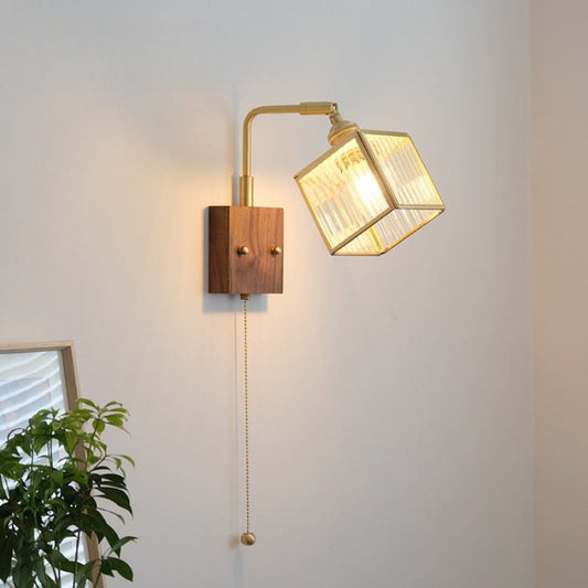 Japanese Lampshade Copper Walnut 1 - Light Wall Sconce Lamp